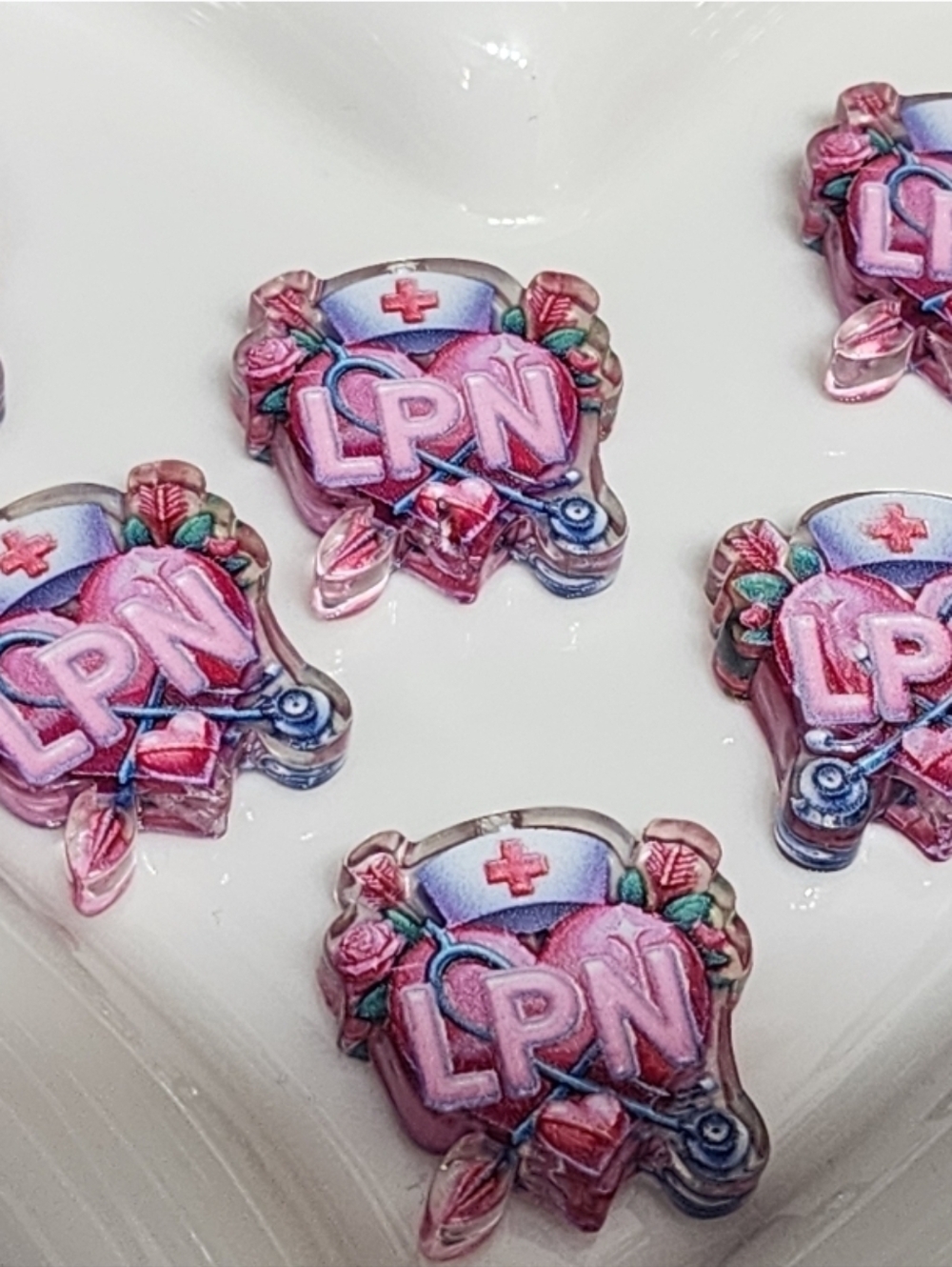 LPN Nurse Focal Beads 2 Pcs Acrylic‎ Beaded Pen Crafts Jewelry Making Keychain